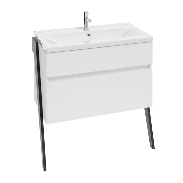 MOBILIER OP-ARTY 80, 83.5X40.2X79.9 CM,  2 SERTARE SOFT-CLOSE, ALB LUCIOS, PICIOARE NEGRU MAT